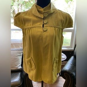 Fossil Double Collar Cap Sleeve Charteuse Jacket L